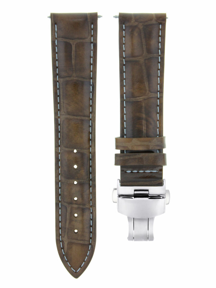 19MM LEATHER STRAP WATCH BAND FOR GUESS WATCH DEPLOYMENT CLASP BUCKLE L/BROWN WS