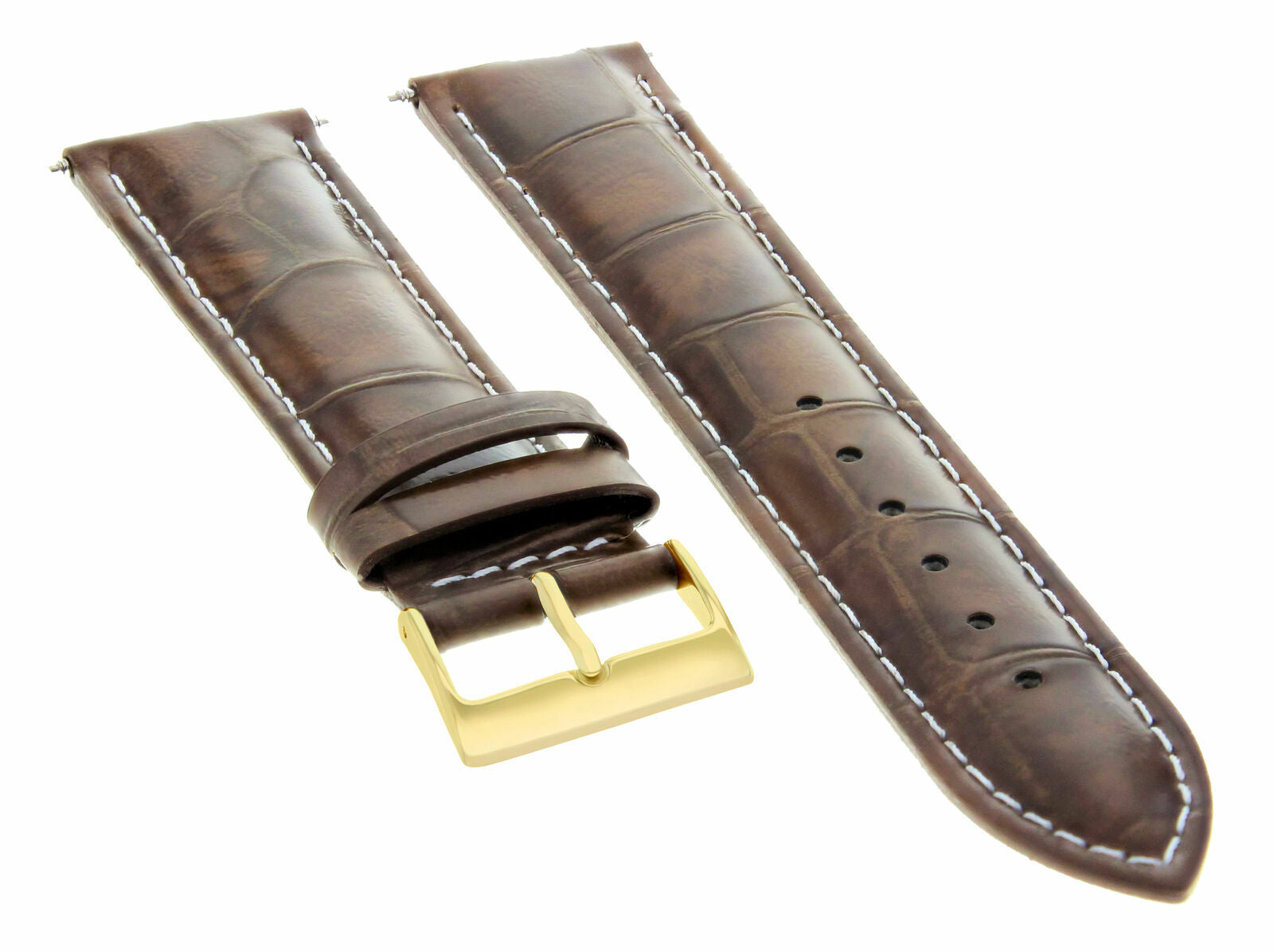 18MM LEATHER WATCH STRAP BAND FOR SEIKO SNK 809 793 LIGHT BROWN WHITE STIT GOLD