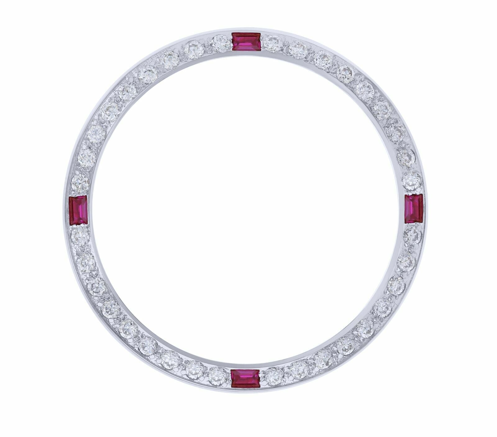 CREATED DIAMOND RUBY BEZEL FOR 34MM ROLEX AIRKING 1400 5500 14000 DATE WHITE