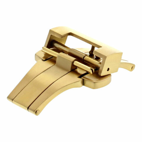 22MM DEPLOYMENT LEATHER BAND STRAP CLASP 24MM BUCKLE FIT PANERAI GMT 44MM GOLD