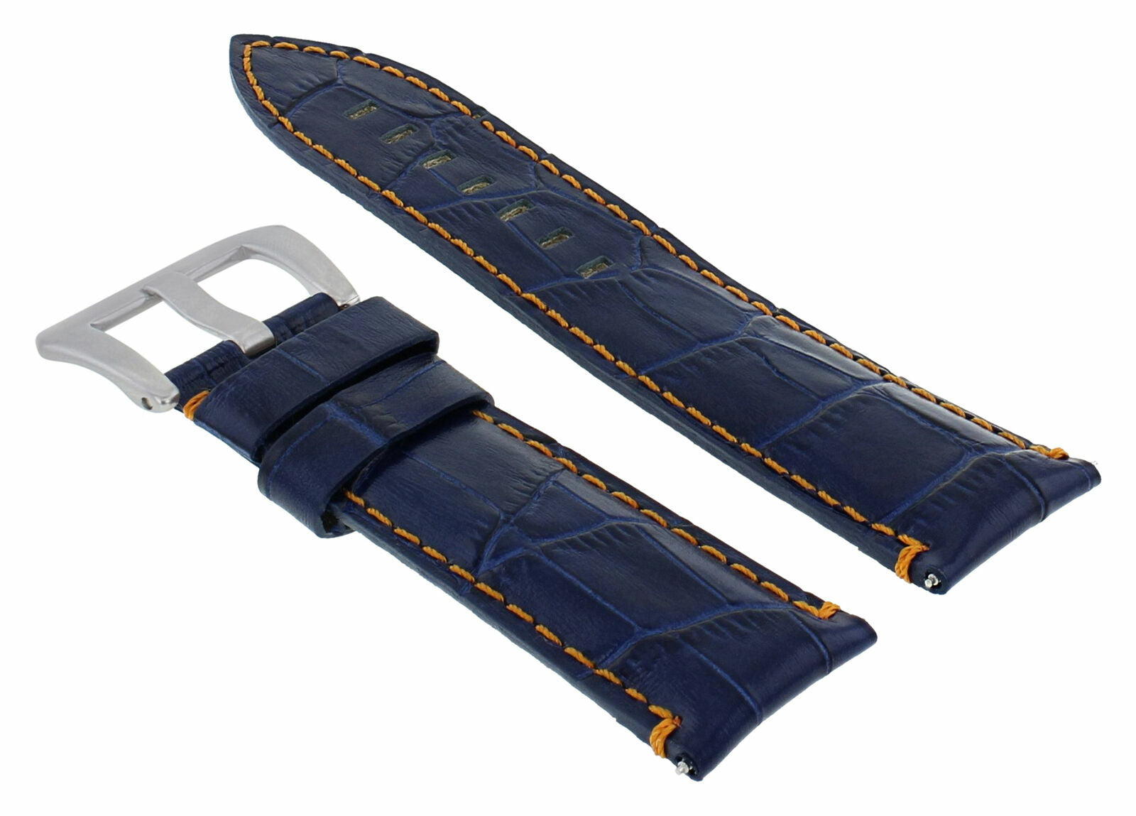 22MM LEATHER WATCH BAND STRAP FOR MONTBLANC 4810 TIMEWALKER 114852 BLUE ORANGE