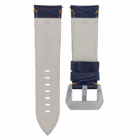 24MM LEATHER WATCH BAND STRAP FOR MONTBLANC WATCH BLUE ORANGE STITCH