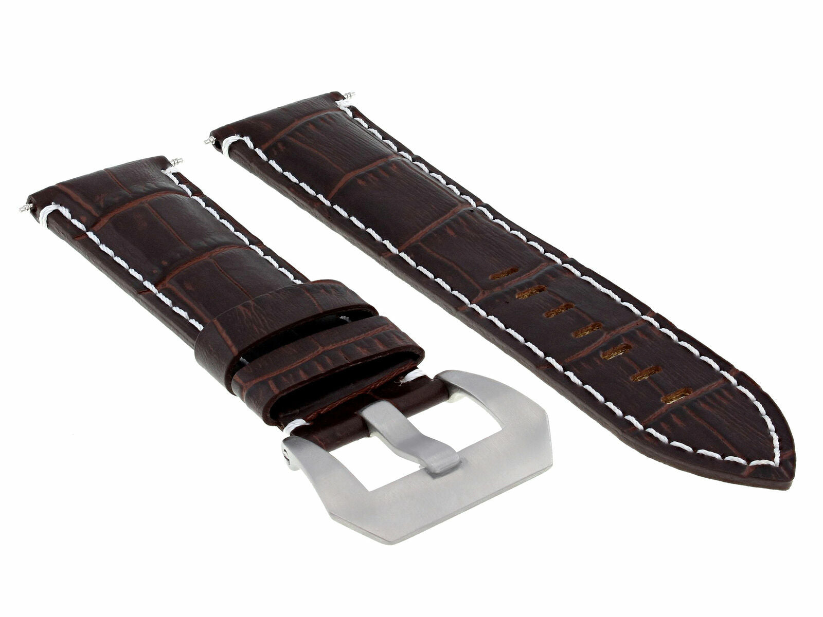 22MM GENUINE LEATHER WATCH BAND STRAP FOR MONTBLANC MUSEUM BROWN WHITE STITCH