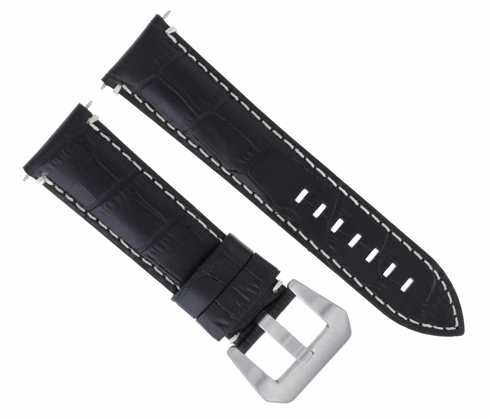 22MM GENUINE LEATHER WATCH BAND STRAP FOR MONTBLANC 4810 TIMEWALKER BLACK WHITE
