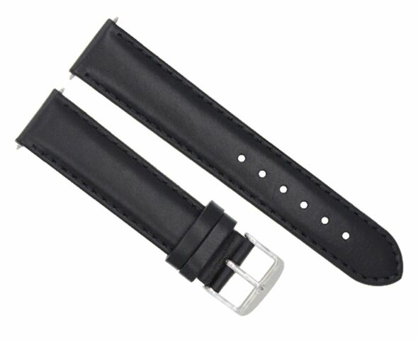 18MM SMOOTH LEATHER STRAP WATCH BAND FOR BREITLING NAVITIMER PILOT WATCH BLACK