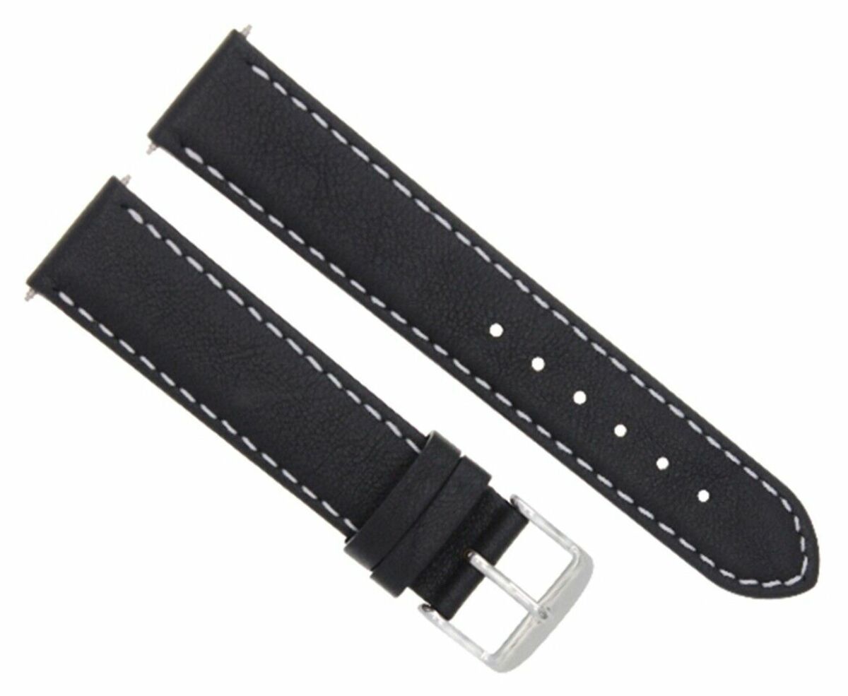 LEATHER BAND SMOOTH STRAP 22/22MM FOR OMEGA SEAMASTER PLANET OCEAN BLACK WS