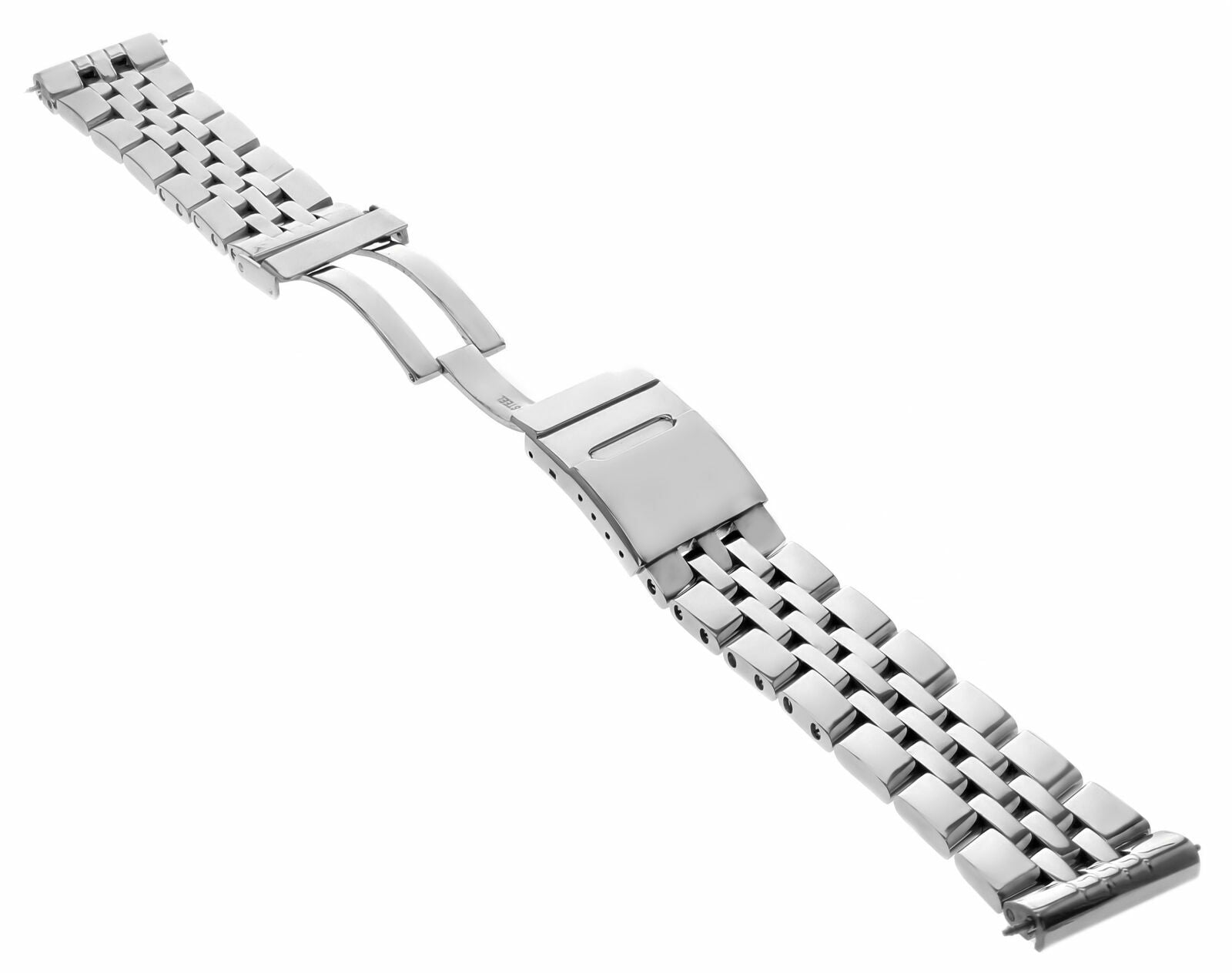 PILOT WATCH BAND 22MM SHINY BRACELET FIT BREITLING 5 LINK POLISH ROUND END