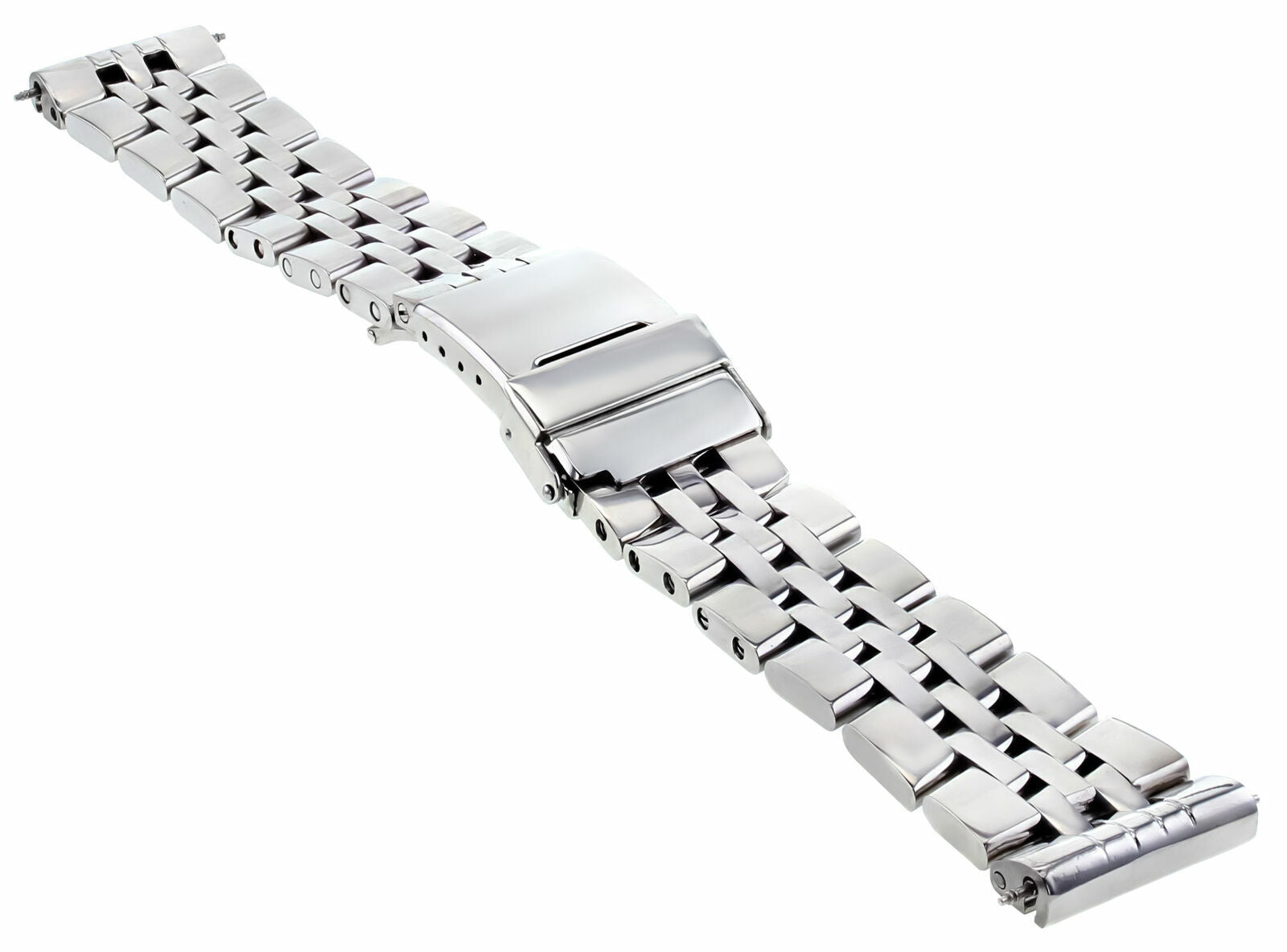 PILOT WATCH BAND 22MM SHINY BRACELET FIT BREITLING 5 LINK POLISH ROUND END