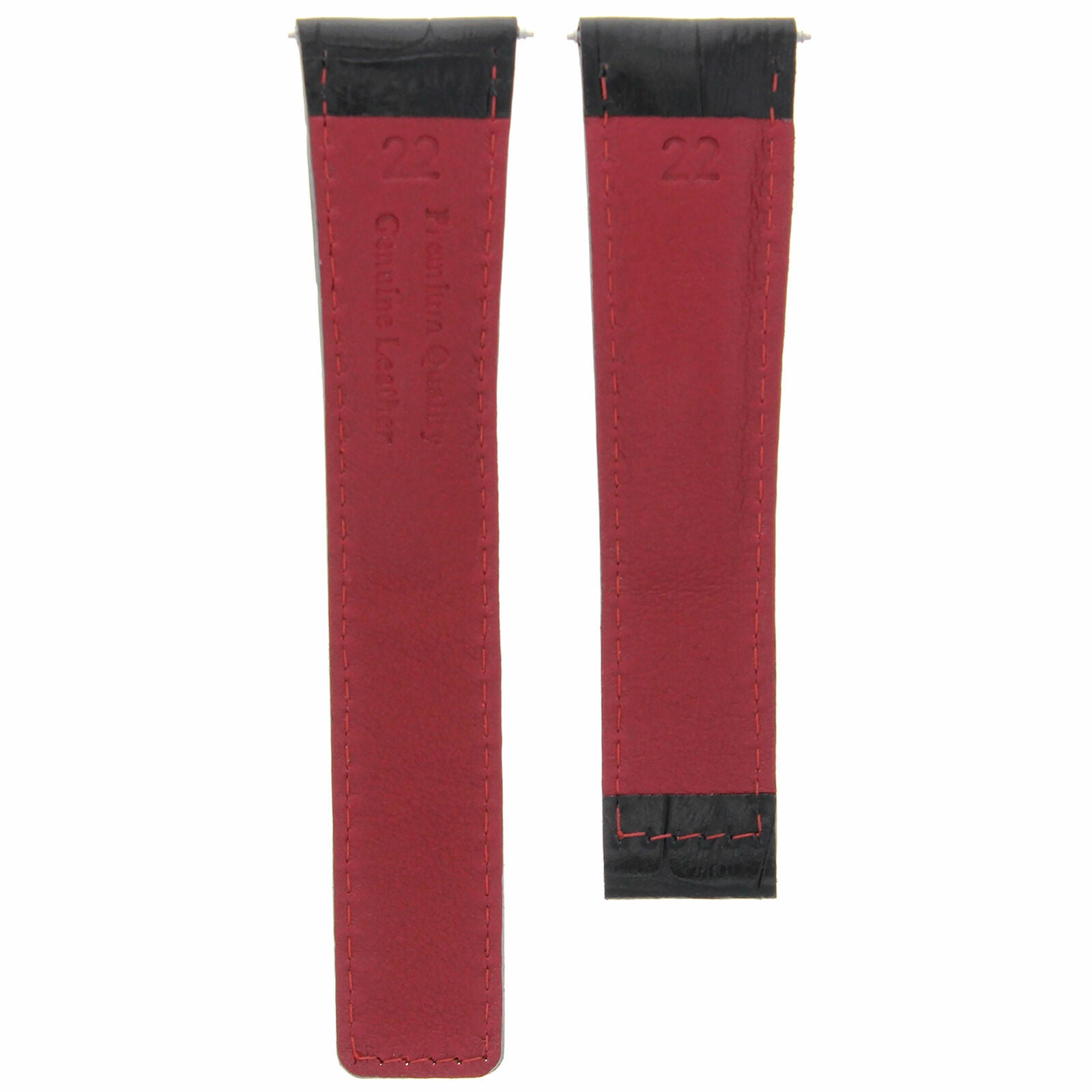 22MM LEATHER STRAP BAND FOR TAG HEUER CARRERA CALIBRE 36 MONTACO BLACK RED STIT