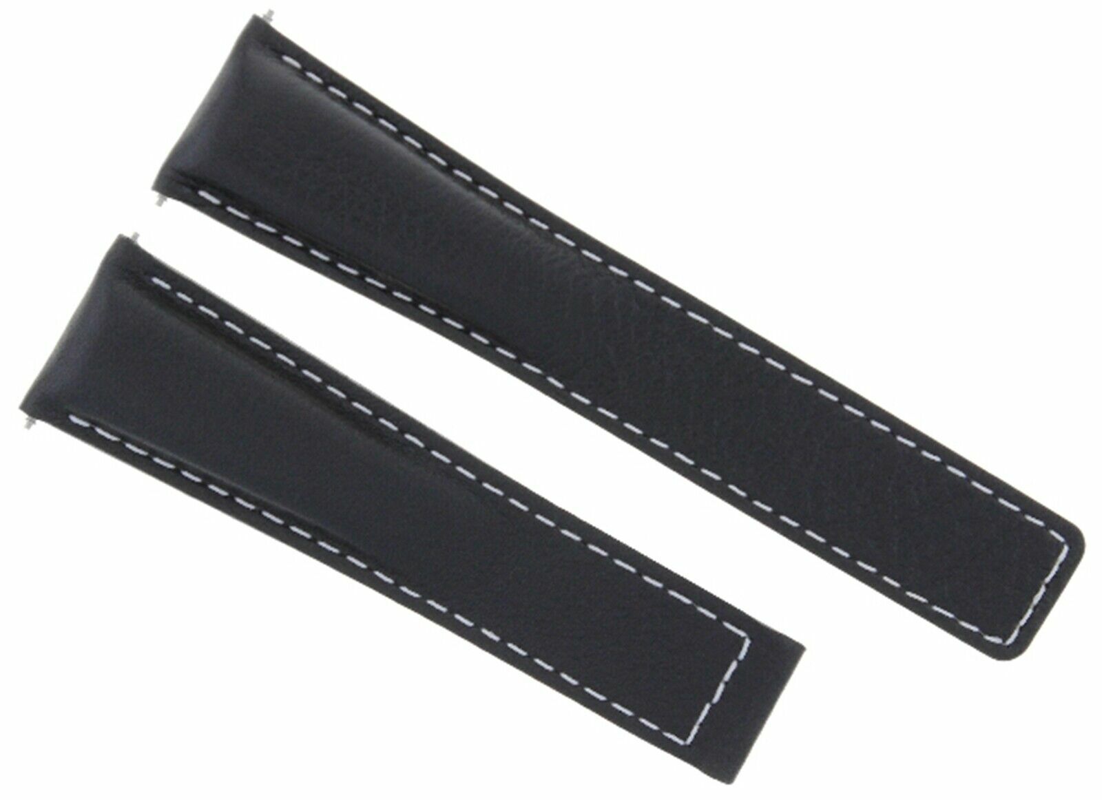 22MM SMOOTH LEATHER STRAP BAND CLASP FOR TAG HEUER TARGA FLORIO WATCH BLACK WS