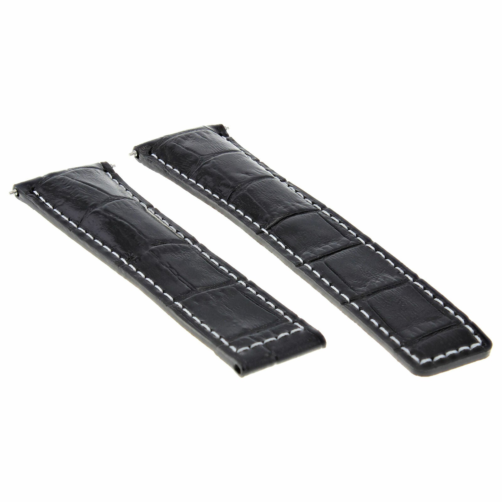 22MM LEATHER BAND STRAP DEPLOYMENT CLASP FOR TAG HEUER CARRERA 22/18 BLACK WS