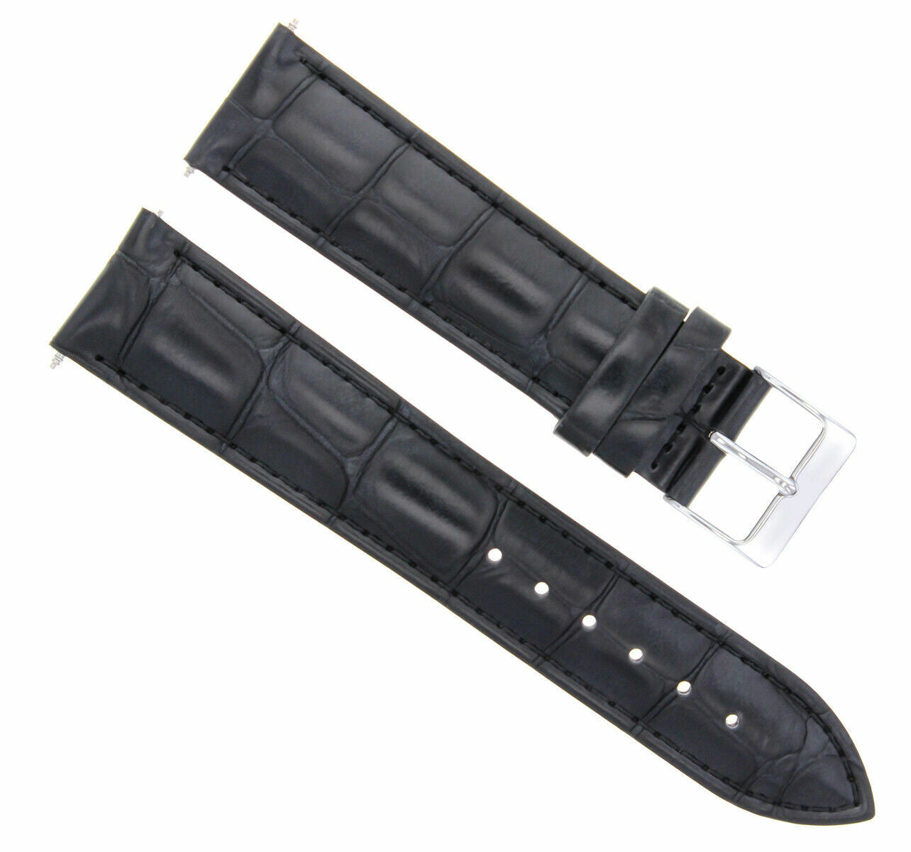 18MM ITALIAN LEATHER WATCH BAND STRAP FOR MIDSIZE OMEGA SPEEDMASTER MOON BLACK