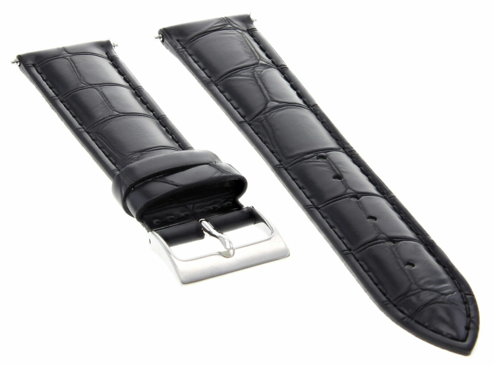 18MM ITALIAN LEATHER WATCH BAND STRAP FOR MIDSIZE OMEGA SPEEDMASTER MOON BLACK