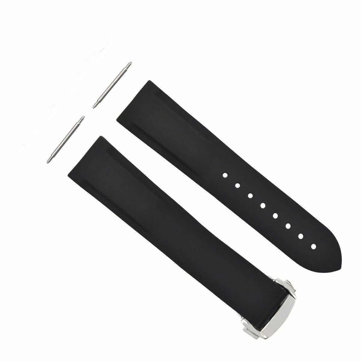 20MM CURVED RUBBER WATCH BAND STRAP FOR 41MM OMEGA SEAMASTER PLANET CLASP BLACK