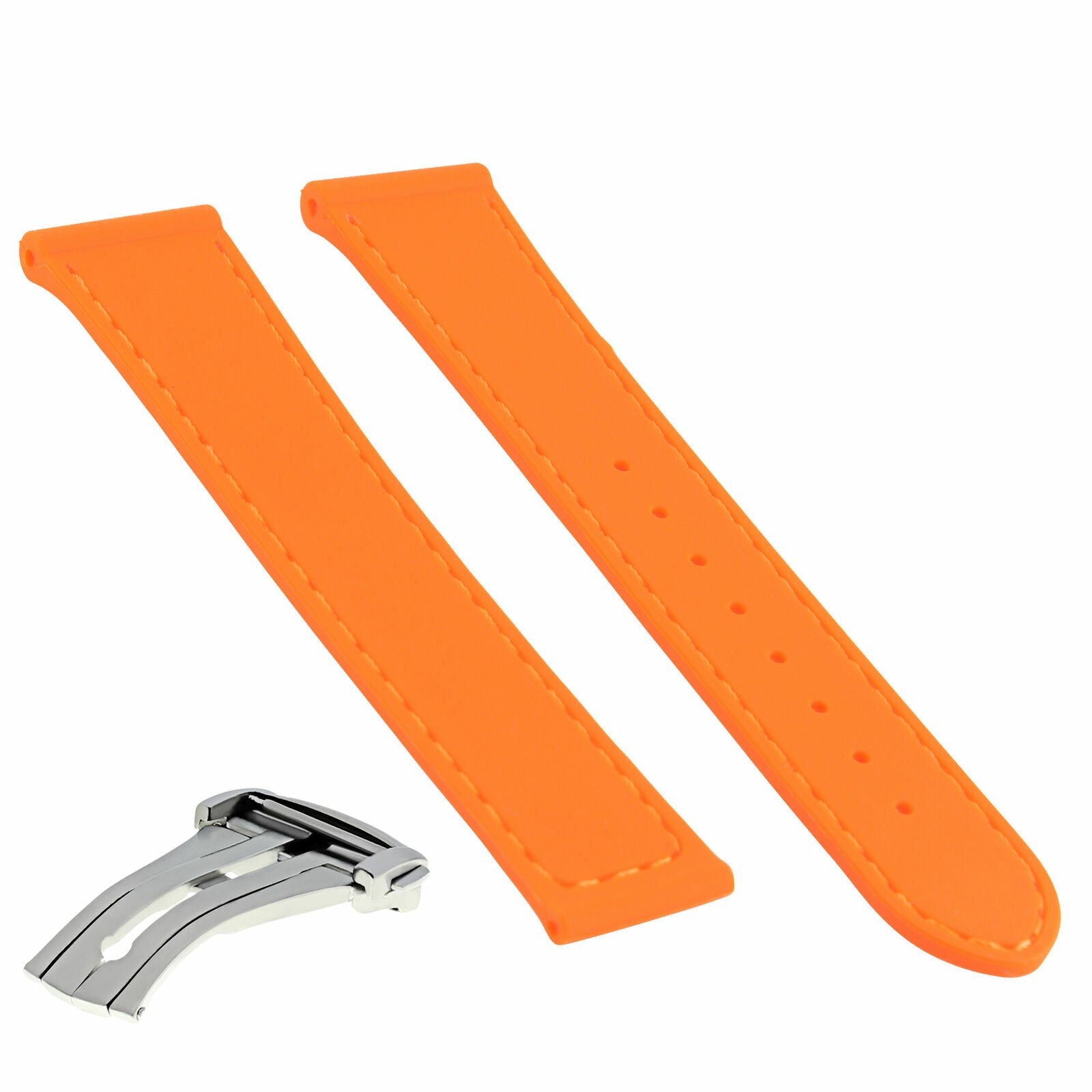 20MM RUBBER STRAP BAND BUCKLE DEPLOYMENT CLASP FOR OMEGA SEAMASTER PLANET ORANGE