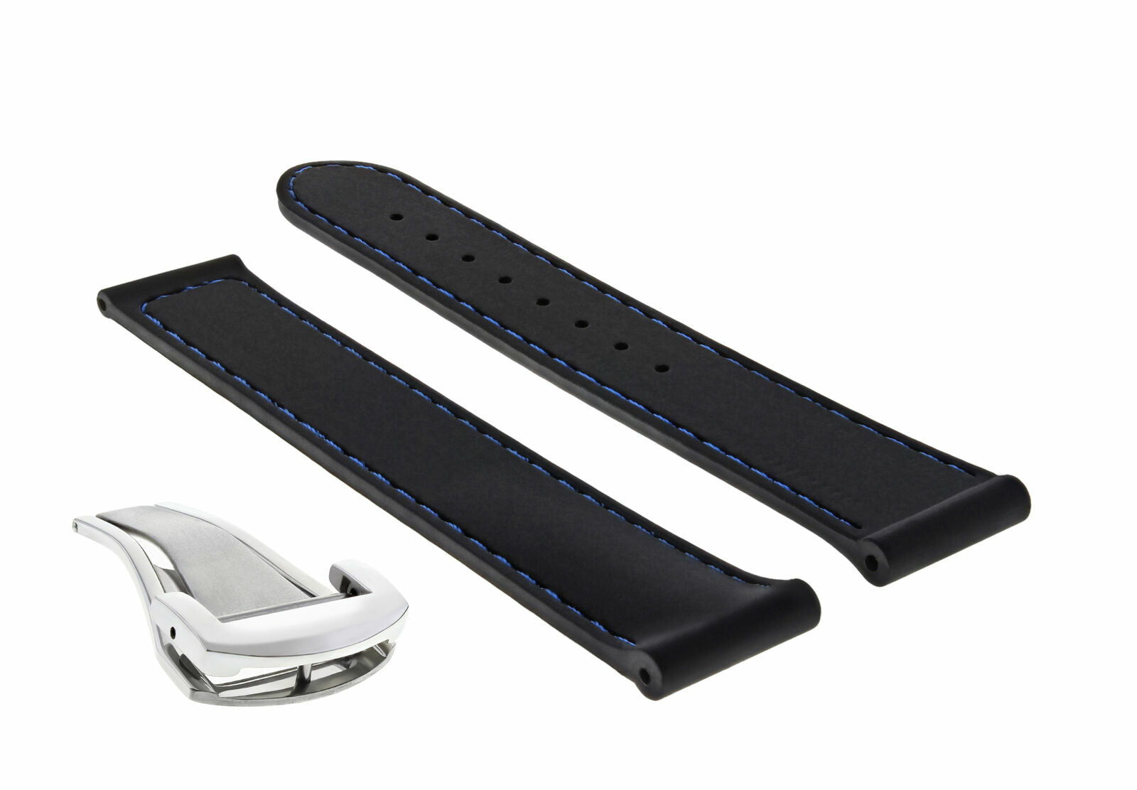 20MM RUBBER STRAP BAND BUCKLE CLASP FOR OMEGA SEAMASTER PLANET OCEAN WATCH BLACK