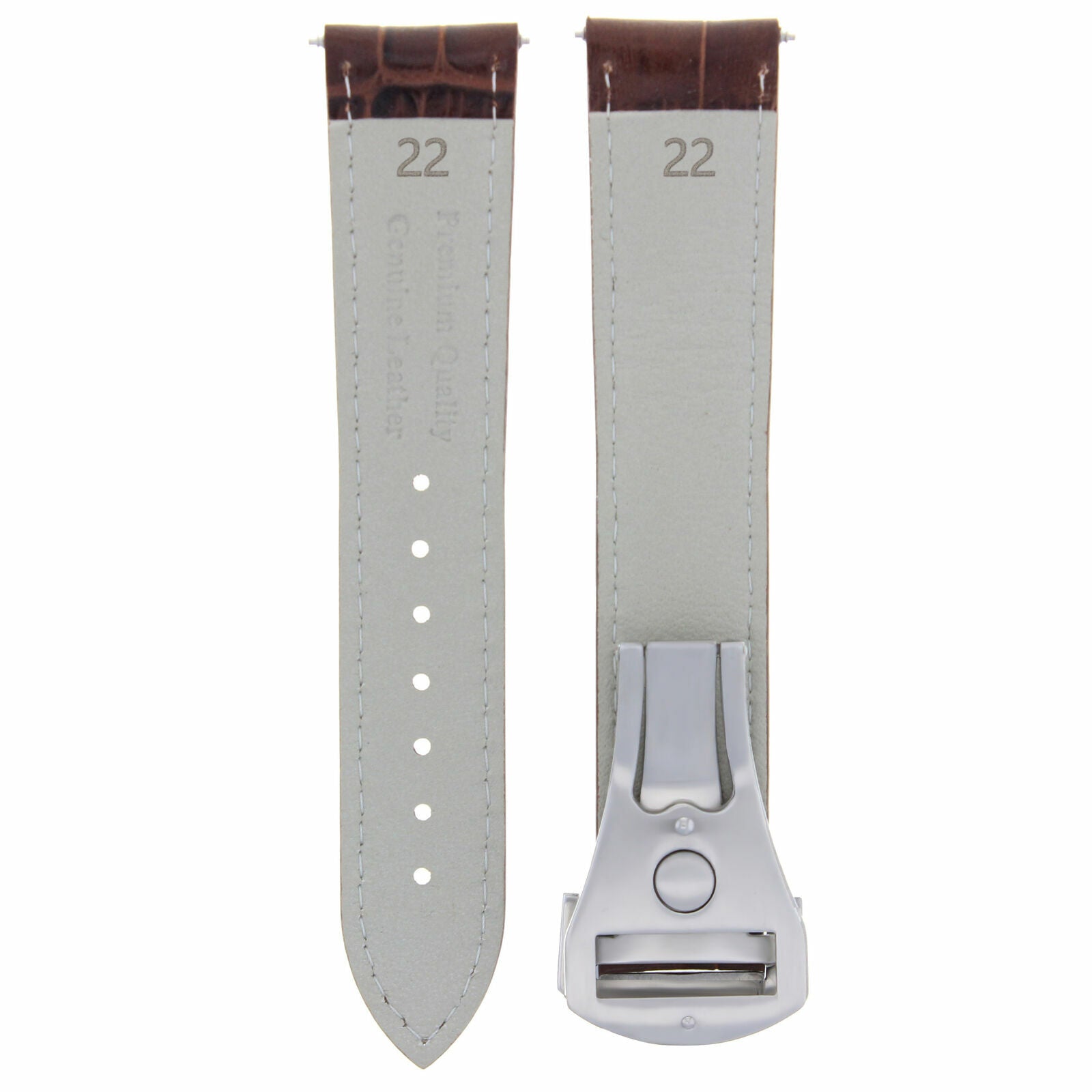 22/18MM LEATHER WATCH STRAP BAND DEPLOYMENT CLASP FOR OMEGA SEAMASTER L/BROWN