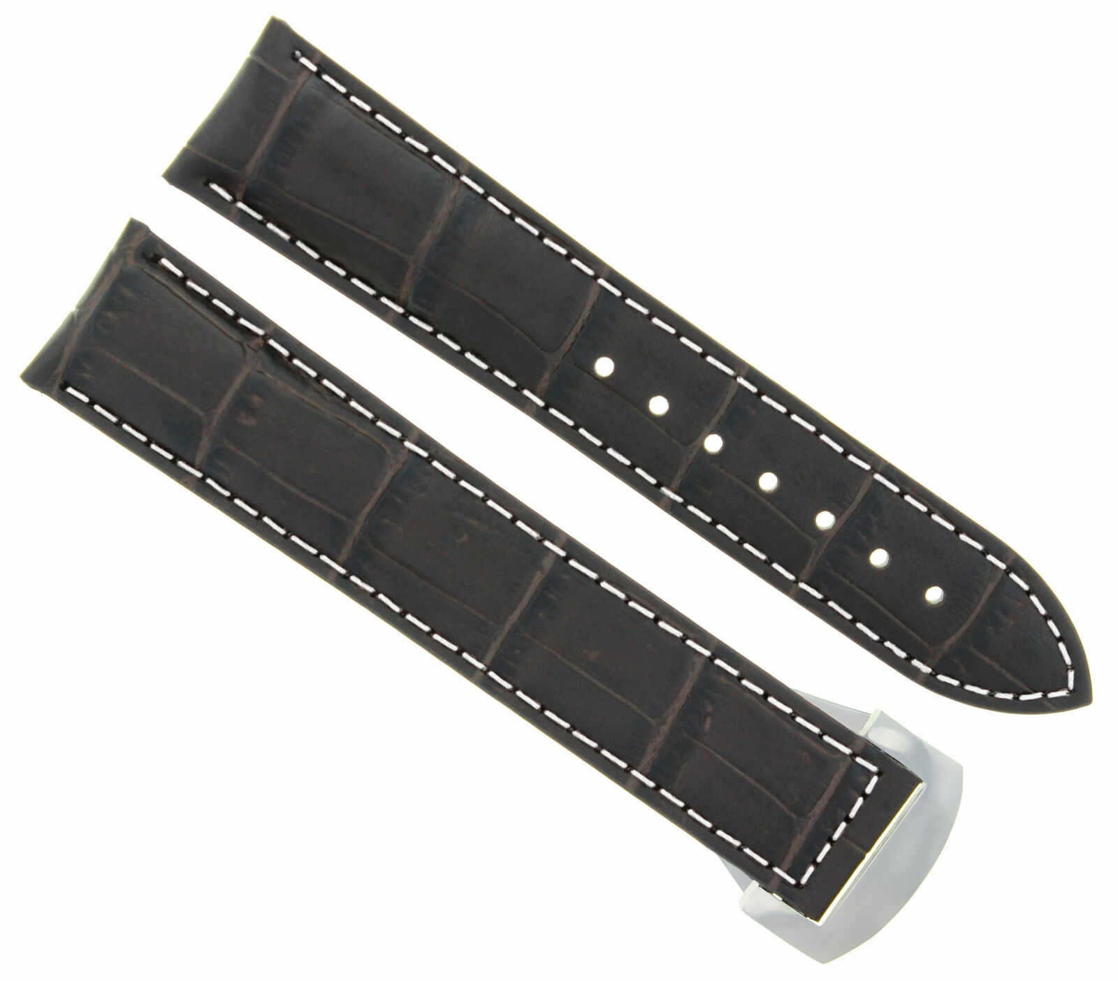 LEATHER WATCH STRAP BAND FOR 22MM OMEGA SEAMASTER DEPLOYMENT CLASP D/BROWN WS