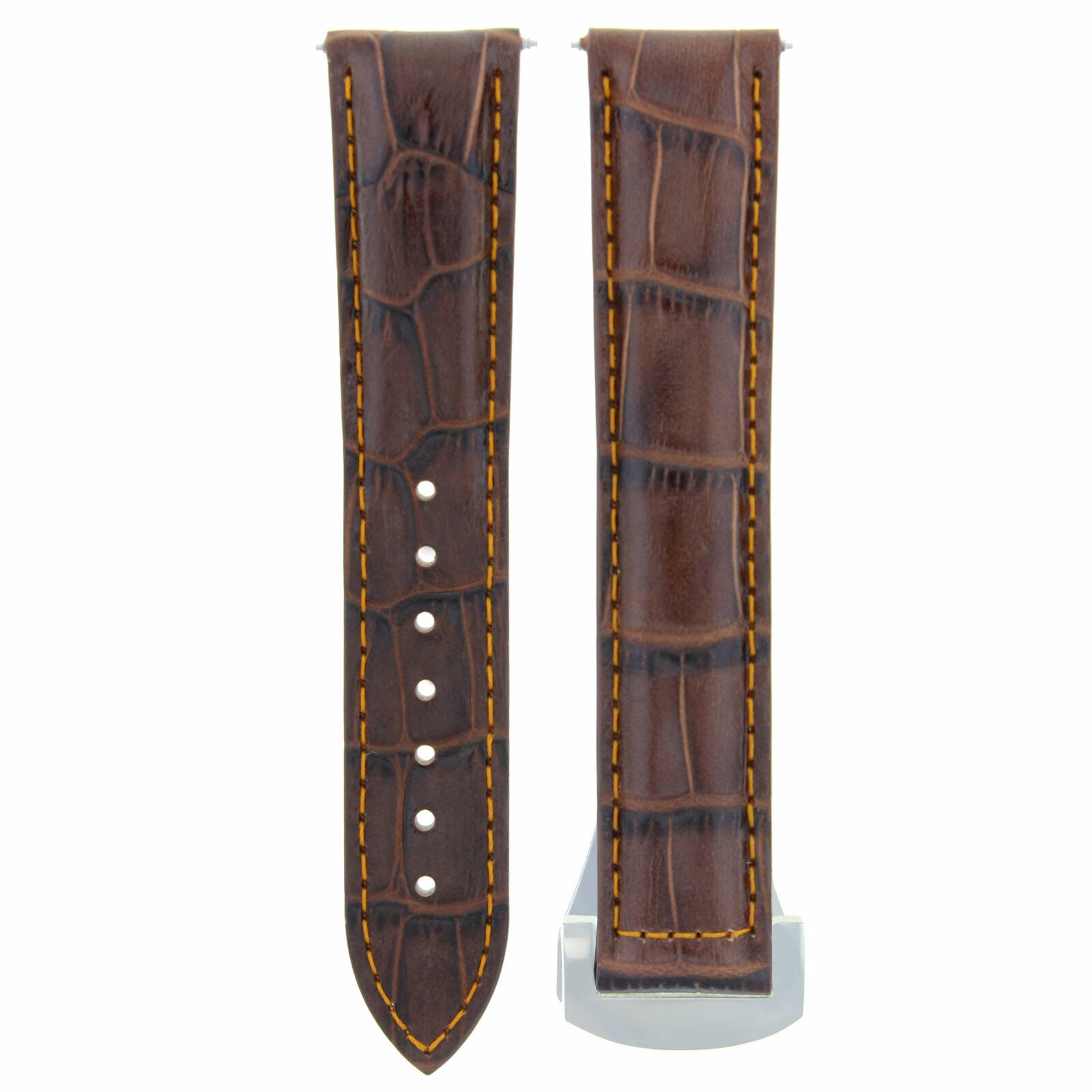 22/18MM LEATHER WATCH STRAP BAND DEPLOYMENT FOR OMEGA SEAMASTER PLANET BROWN OS