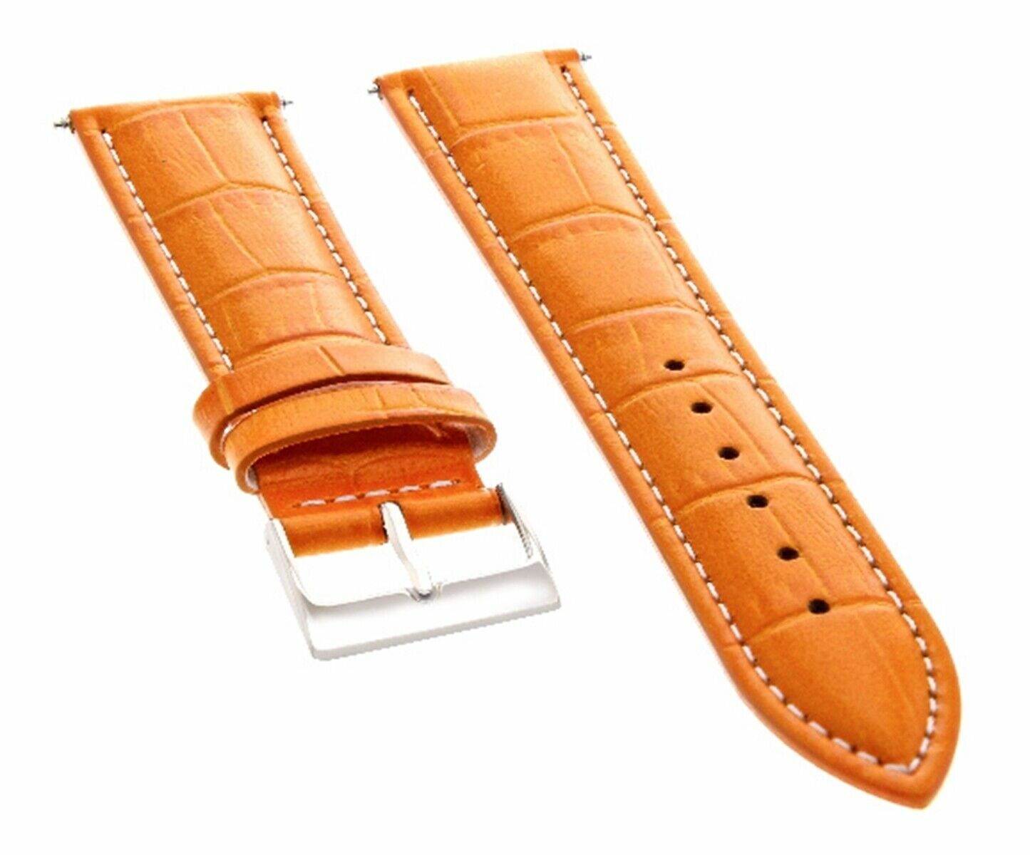 18MM LEATHER STRAP FOR BAUME MERCIER WATCH CAPELAND CLASSIMA ORANGE WHITE STITCH