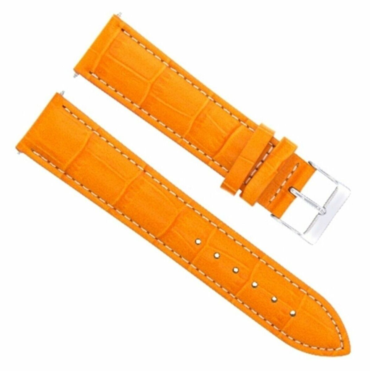 18MM LEATHER STRAP FOR BAUME MERCIER WATCH CAPELAND CLASSIMA ORANGE WHITE STITCH