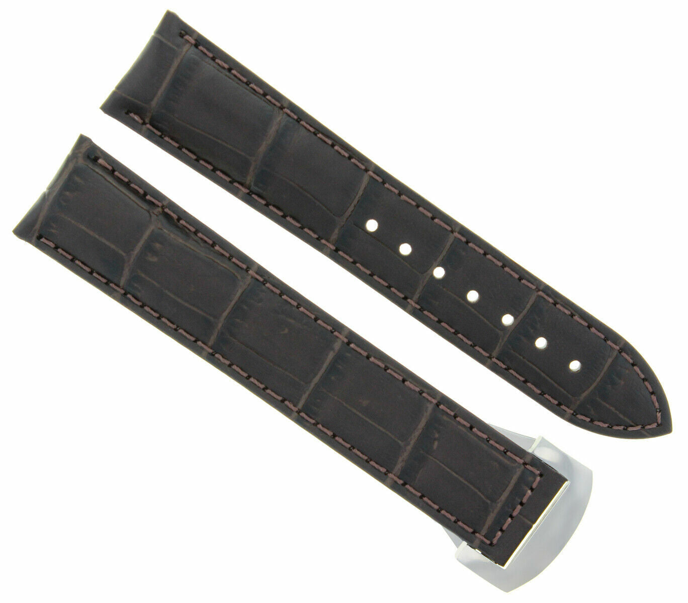 20MM LEATHER STRAP BAND CLASP FOR OMEGA SEAMASTER PLANET OCEAN  WATCH DARK BROWN