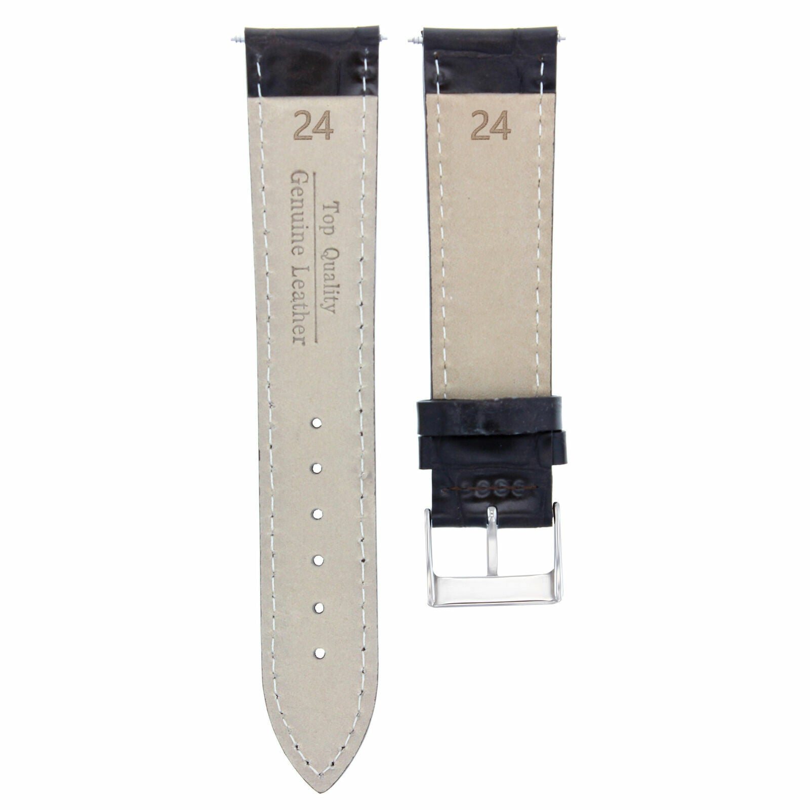 24MM GENUINE LEATHER WATCH BAND STRAP FOR CROTON WATCH BLACK TOP QUALITY