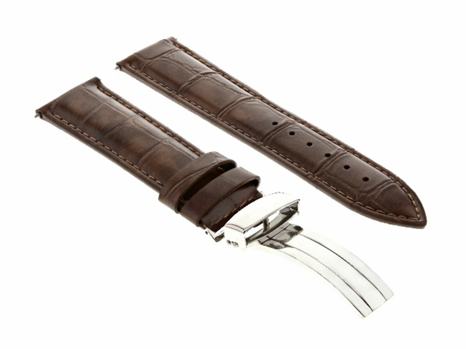 18MM LEATHER STRAP BAND FOR CROTON WATCH DEPLOYMENT CLASP BUCKLE LIGHT BROWN