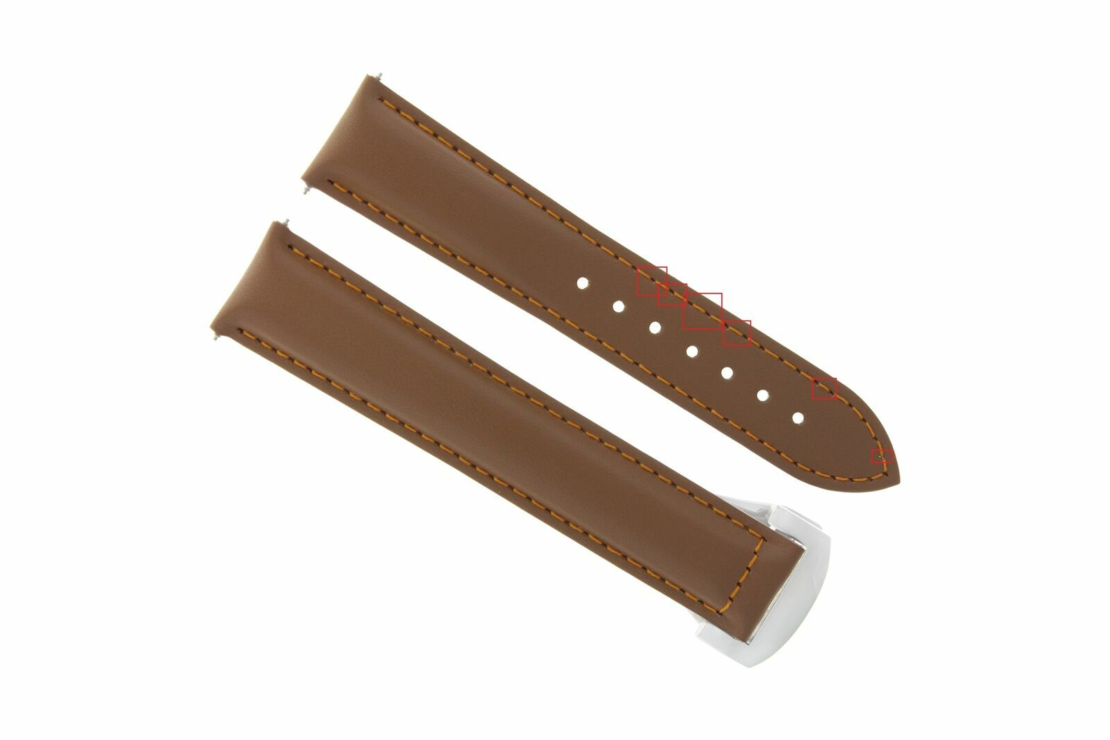 20MM LEATHER STRAP BAND DEPLOYMENT CLASP FOR OMEGA PLANET OCEAN WATCH L/BROWN OS