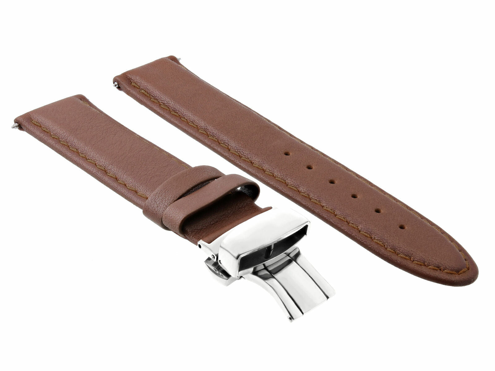 24MM LEATHER BAND STRAP BUCKLE CLASP FOR BAUME MERCIER WATCH WATERPROOF L/BROWN