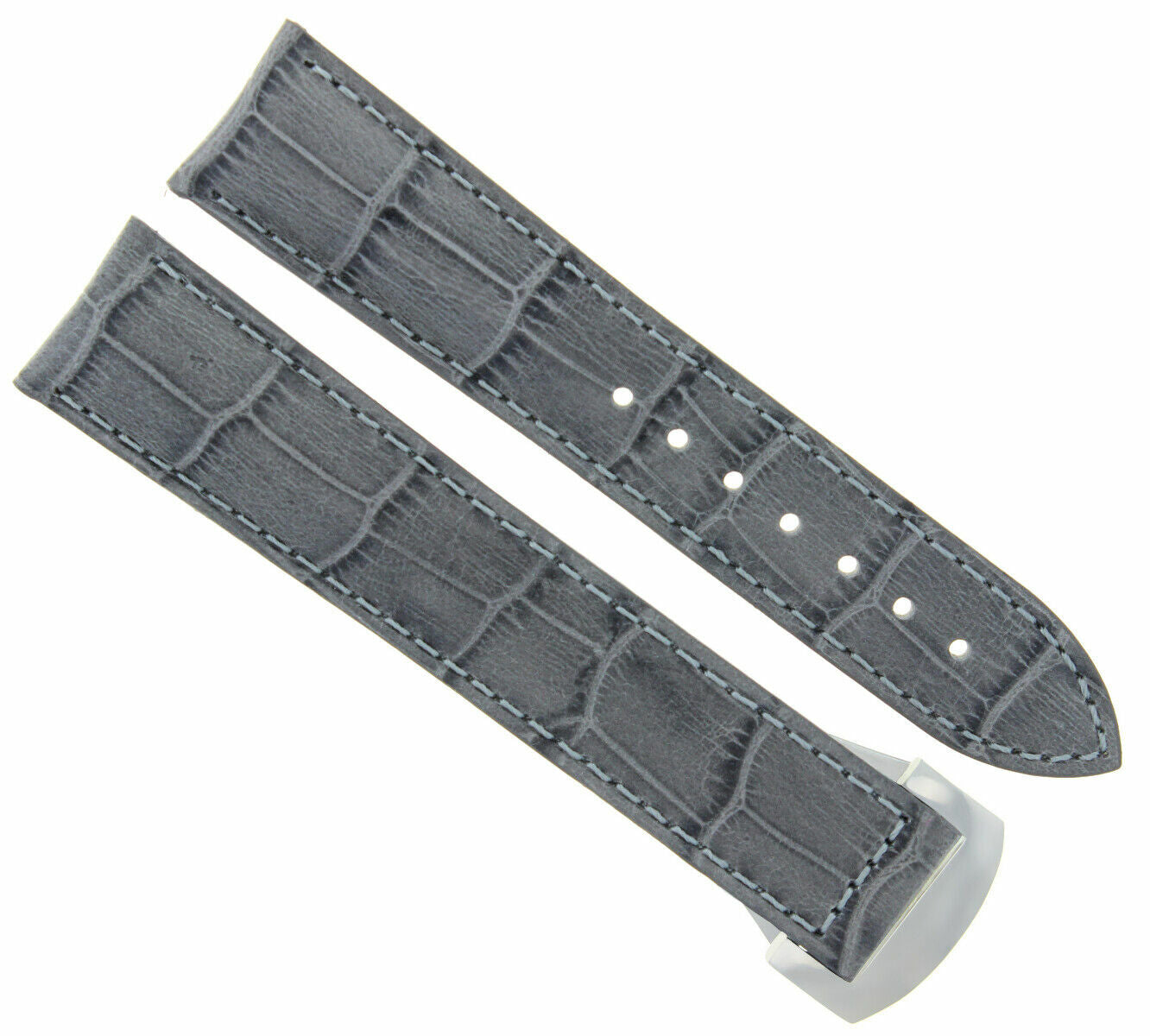 LEATHER BAND STRAP FOR 22/18MM OMEGA SEAMASTER PLANET OCEAN + BUCKLR CLASP GREY