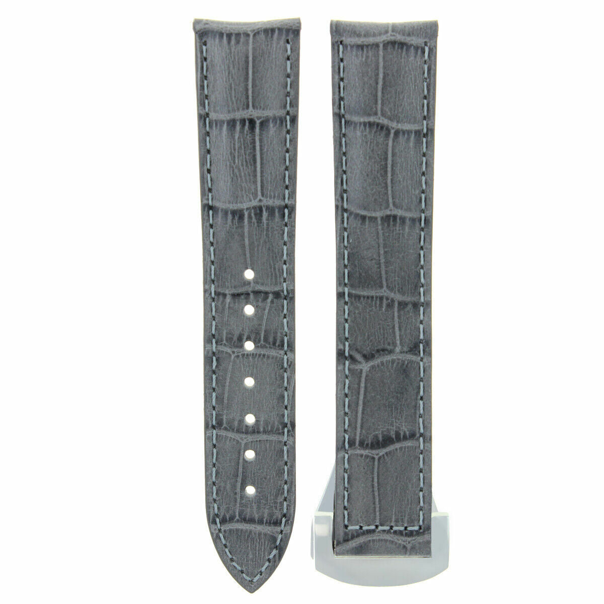 LEATHER BAND STRAP FOR 22/18MM OMEGA SEAMASTER PLANET OCEAN + BUCKLR CLASP GREY