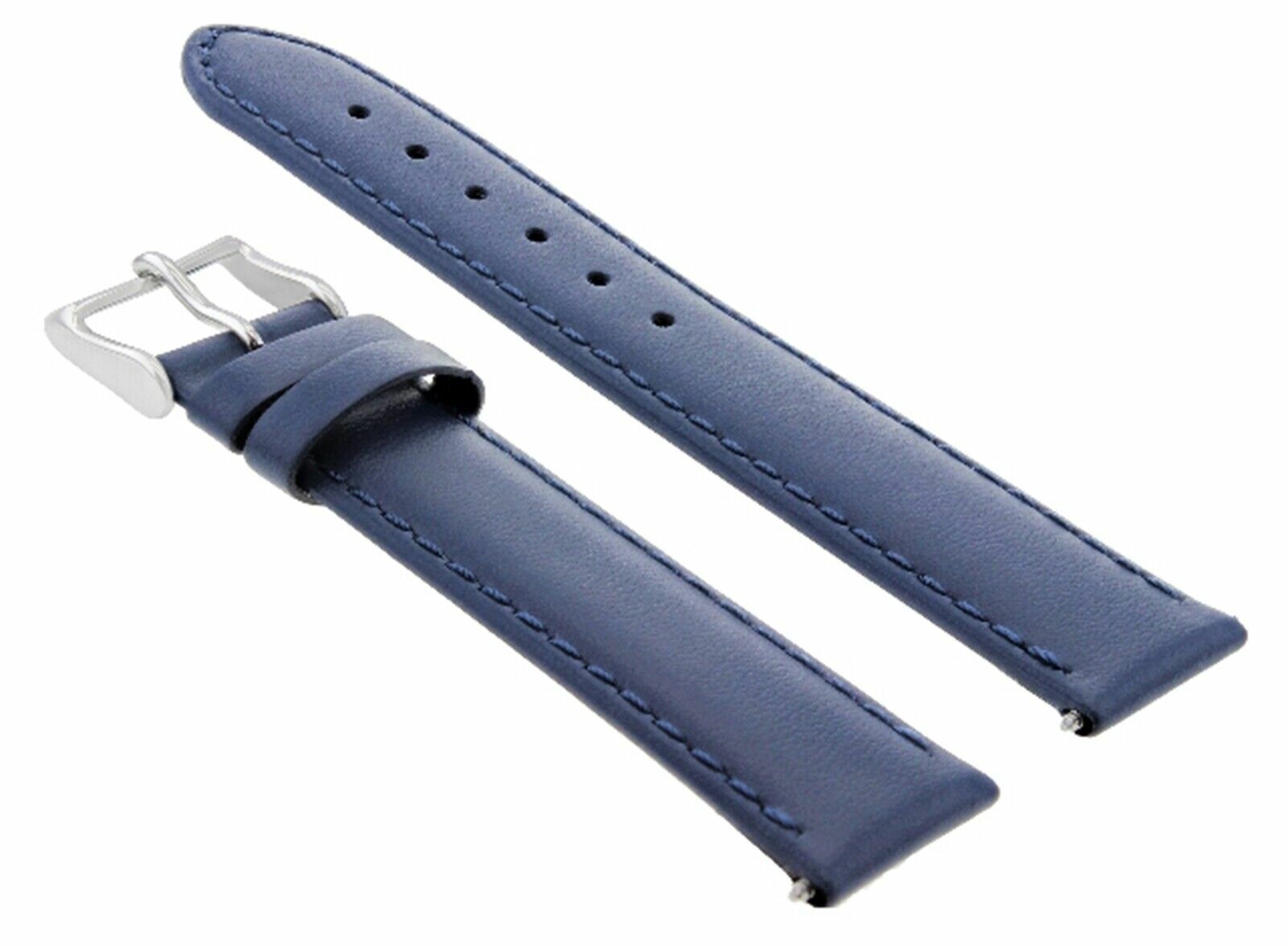 19MM GENUINE LEATHER WATCH BAND SMOOTH STRAP FOR SEIKO 5 7S26-3160 WATCH BLUE