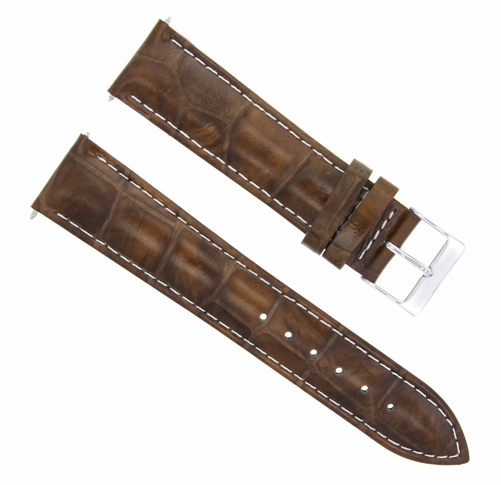 20MM LEATHER WATCH BAND STRAP FOR ETERNA WATCH LIGHT BROWN WHITE STITCHING