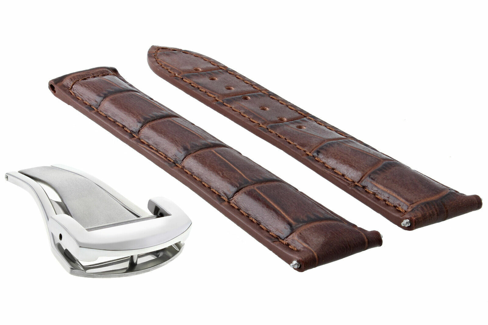 22MM LEATHER WATCH BAND STRAP FOR OMEGA SEAMASTER PLANET OCEAN WATCH CLASP TAN