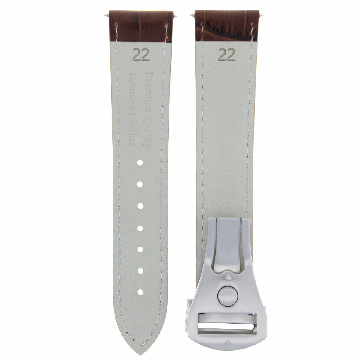 22MM LEATHER WATCH BAND STRAP FOR OMEGA SEAMASTER PLANET OCEAN WATCH CLASP TAN