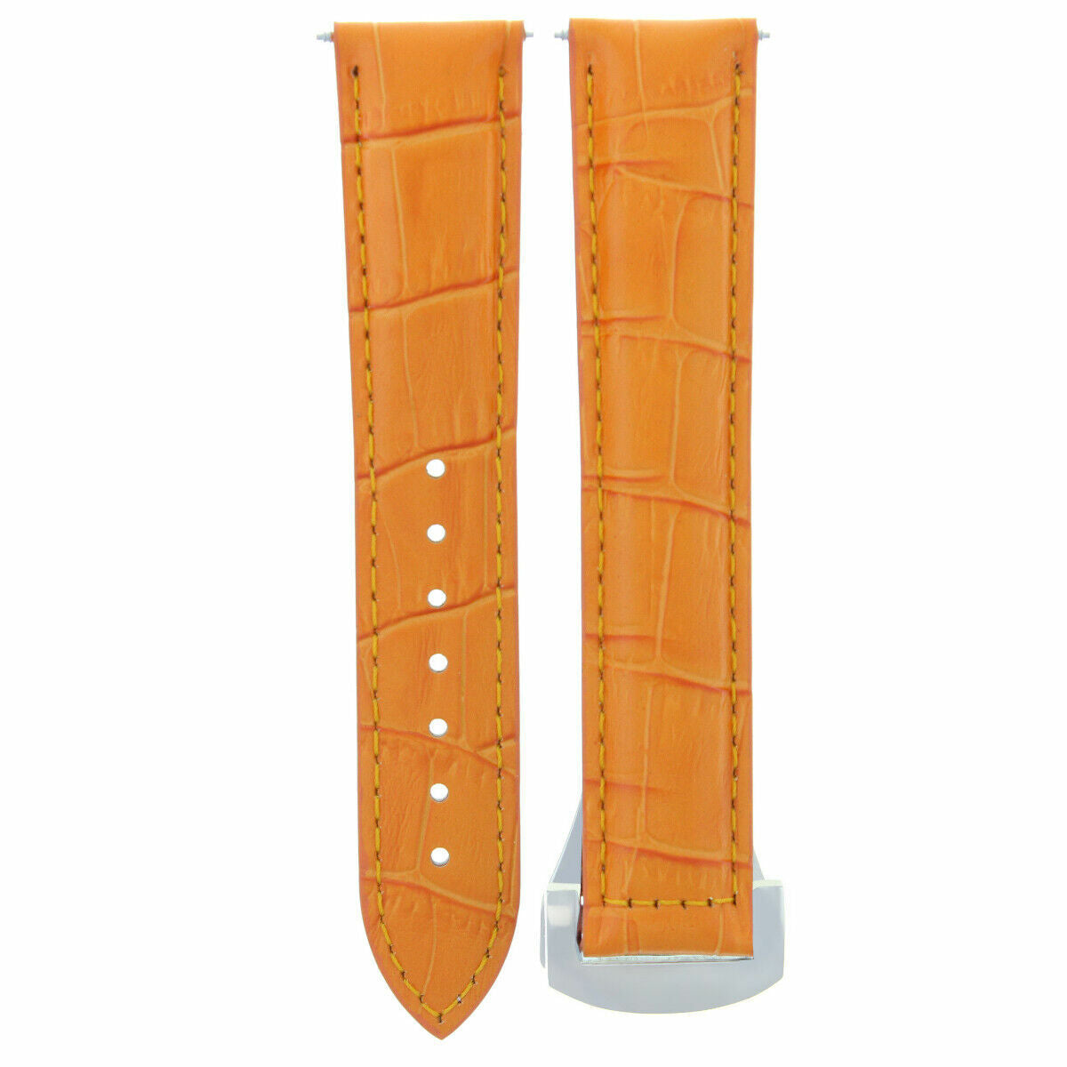 22MM LEATHER STRAP BAND FOR OMEGA SEAMASTER PLANET OCEAN + DEPLOY CLASP ORANGE