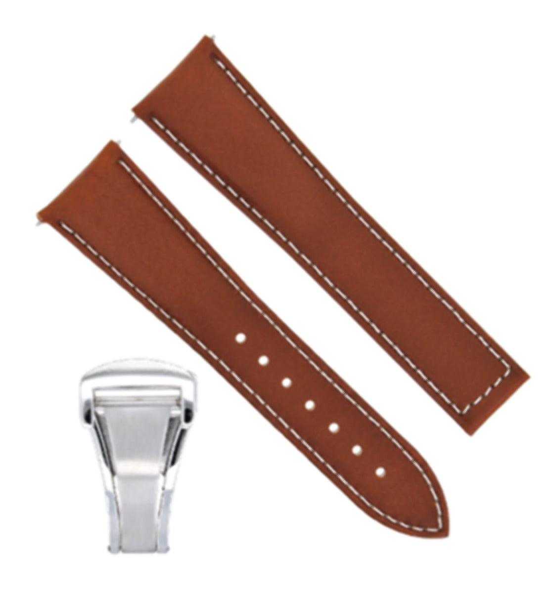 DEPLOYMENT LEATHER STRAP BAND CLASP FOR 22MM 45.5MM OMEGA PLANET OCEAN TAN WS
