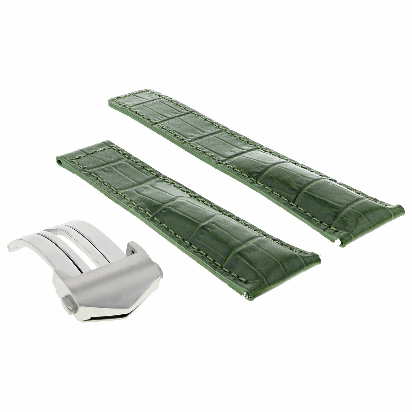 22MM MONACO LEATHER WATCH BAND STRAP FOR TAG HEUER CARRERA + BUCKLE CLASP GREEN