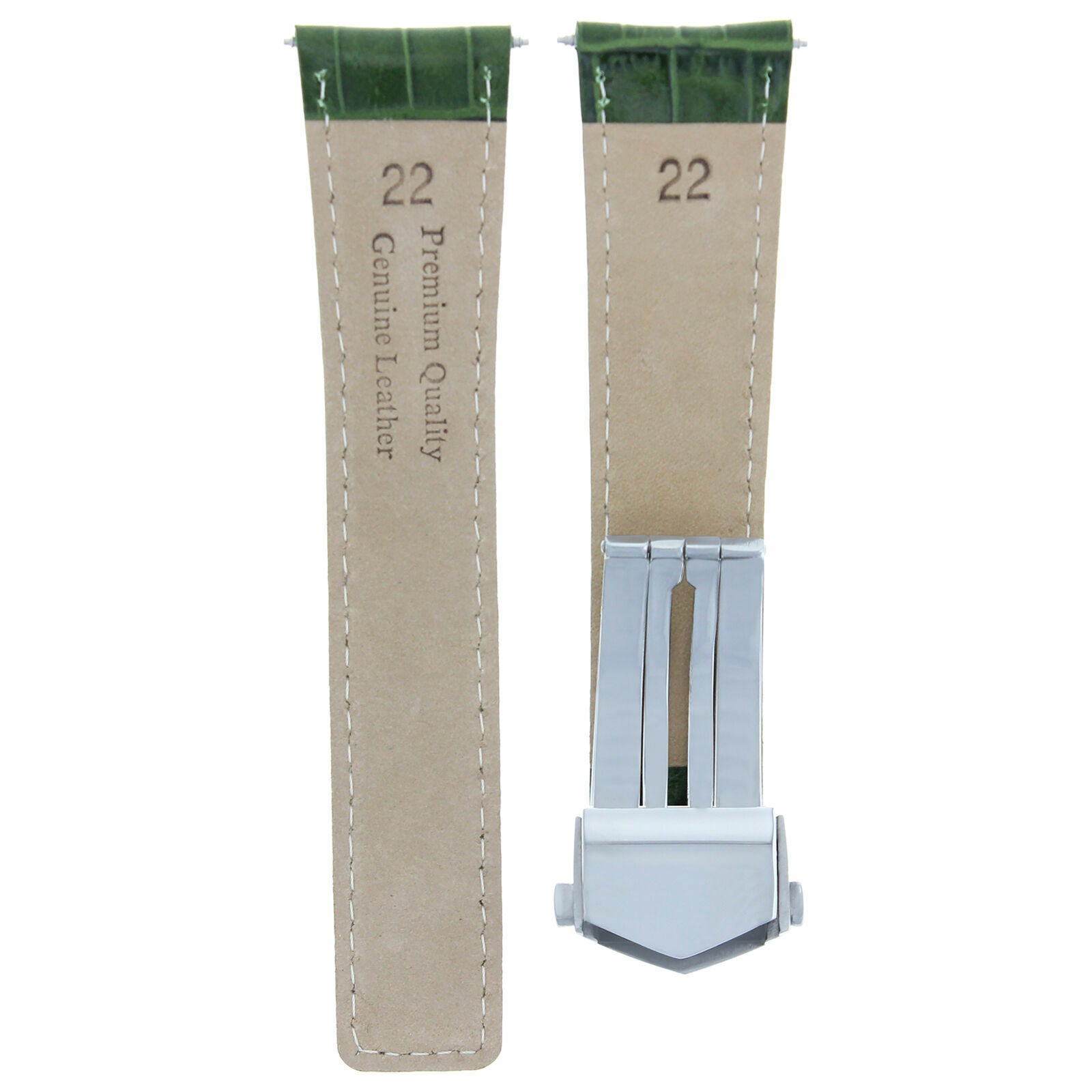 22MM MONACO LEATHER WATCH BAND STRAP FOR TAG HEUER CARRERA + BUCKLE CLASP GREEN