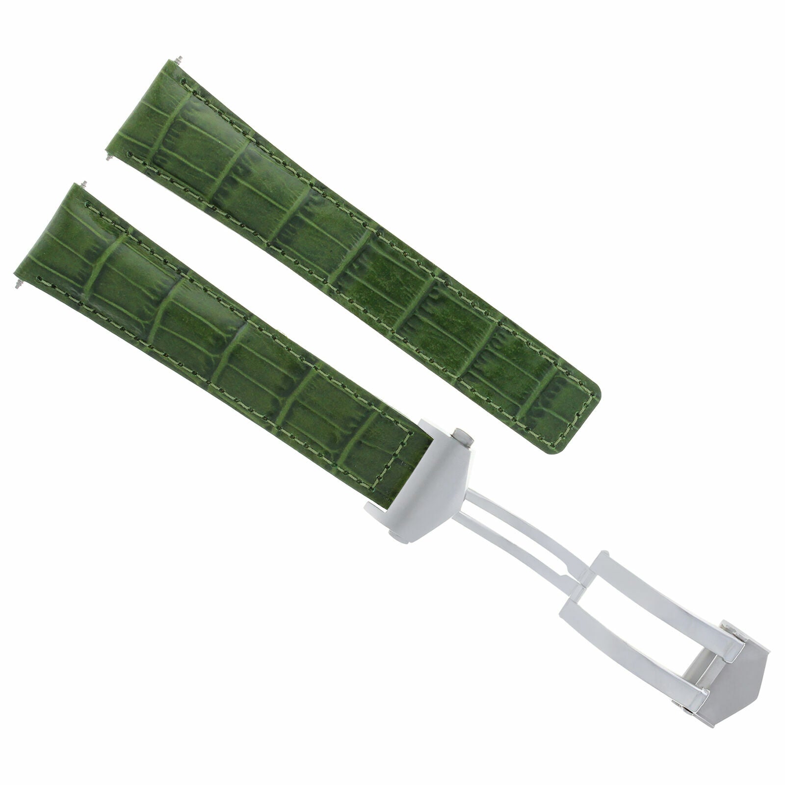 22MM MONACO LEATHER WATCH BAND STRAP FOR TAG HEUER CARRERA + BUCKLE CLASP GREEN