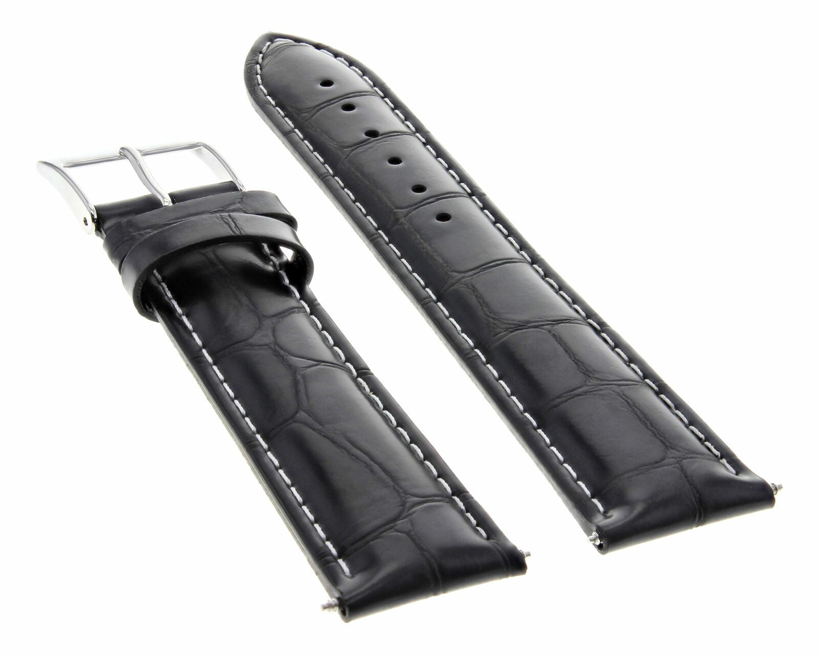 18MM ITALIAN LEATHER WATCH BAND STRAP FOR ROLEX WATCH BLACK WHITE STITCHING