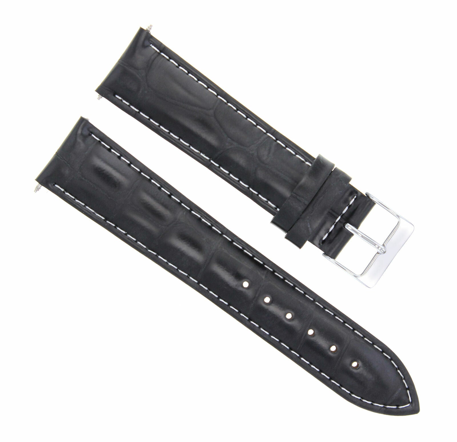 18MM ITALIAN LEATHER WATCH BAND STRAP FOR ROLEX WATCH BLACK WHITE STITCHING