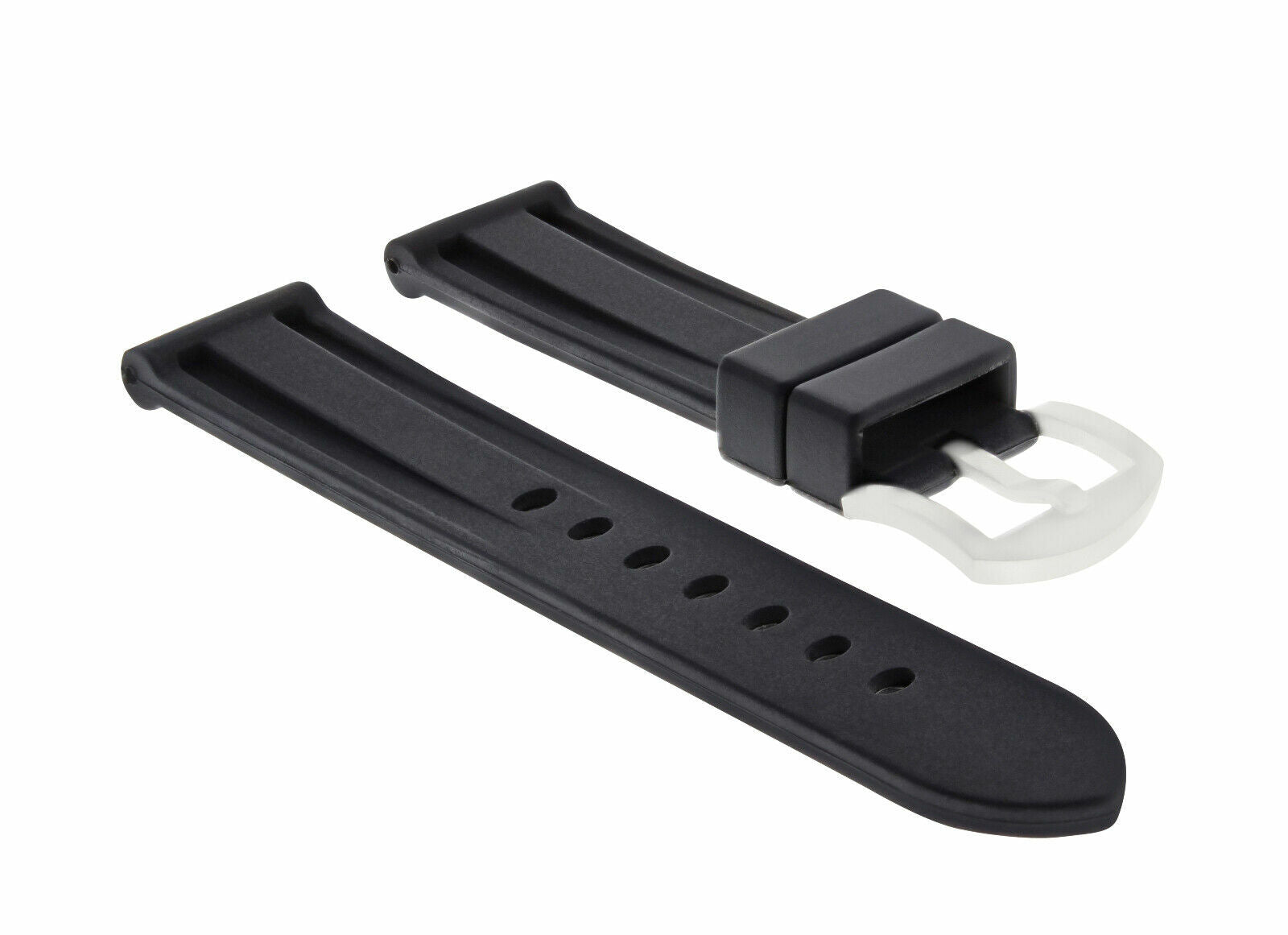 22MM HQ SOFT PU RUBBER WATCH STRAP BAND FOR 40MM PANERAI WATCH TANG BUCKLE BLACK