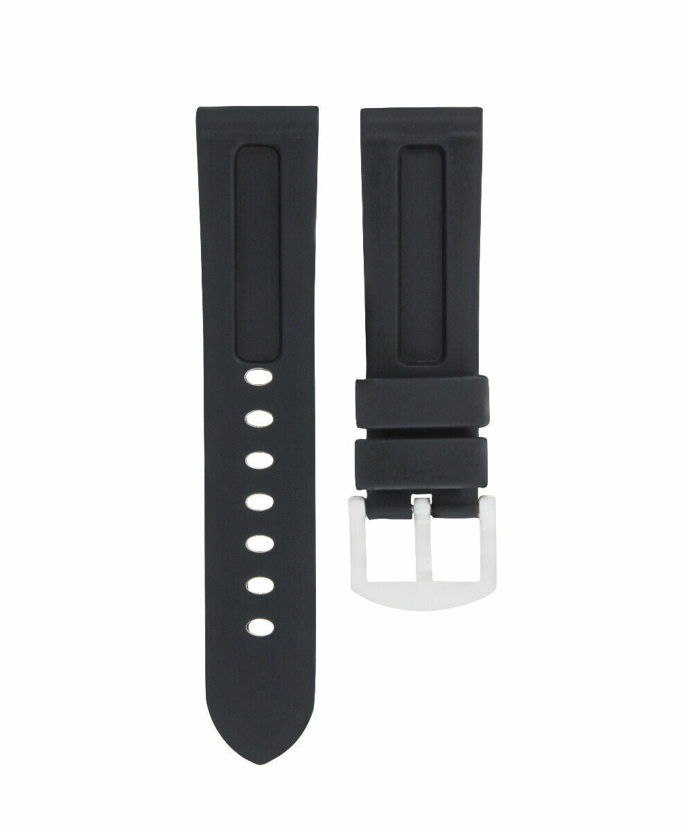 22MM HQ SOFT PU RUBBER WATCH STRAP BAND FOR 40MM PANERAI WATCH TANG BUCKLE BLACK