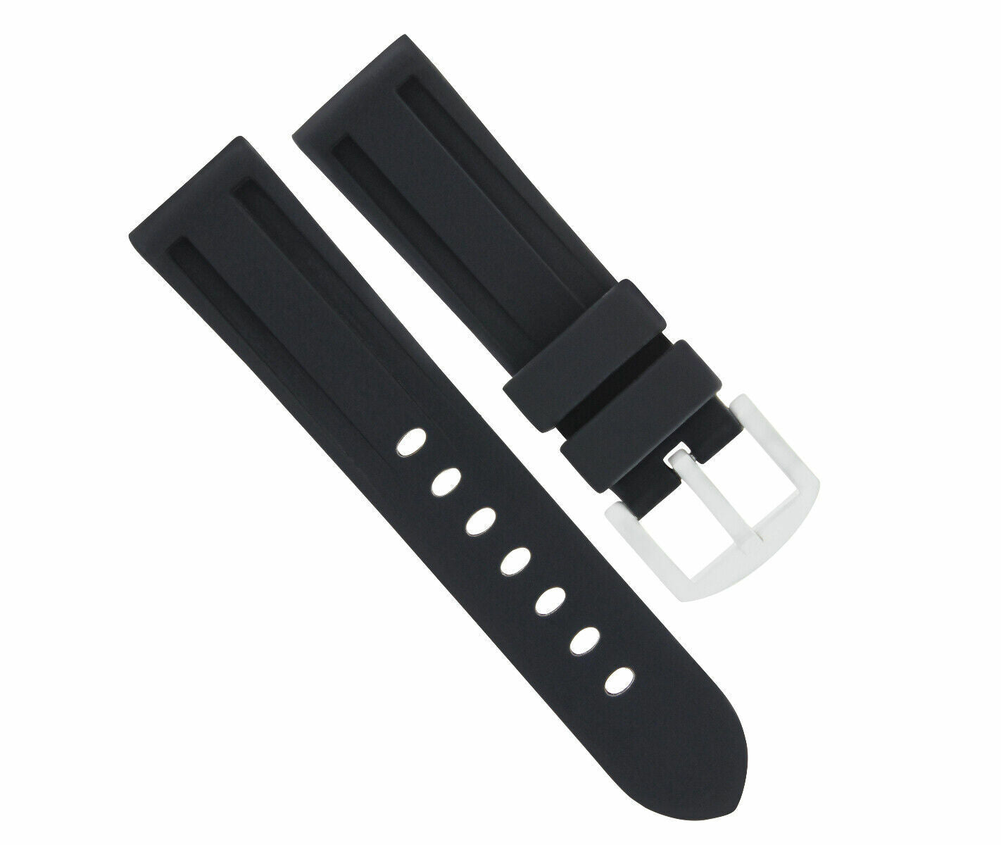 22MM HQ SOFT PU RUBBER WATCH STRAP BAND FOR 40MM PANERAI WATCH TANG BUCKLE BLACK