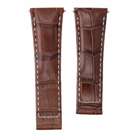 LEATHER STRAP BAND FOR ROLEX DAYTONA 116518 116523 LIGHT BROWN WHITE ST REGULAR