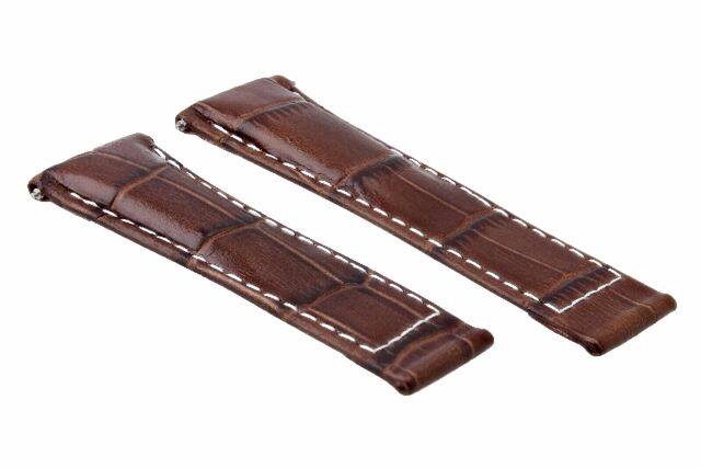 LEATHER STRAP BAND FOR ROLEX DAYTONA 116518 116523 LIGHT BROWN WHITE ST REGULAR