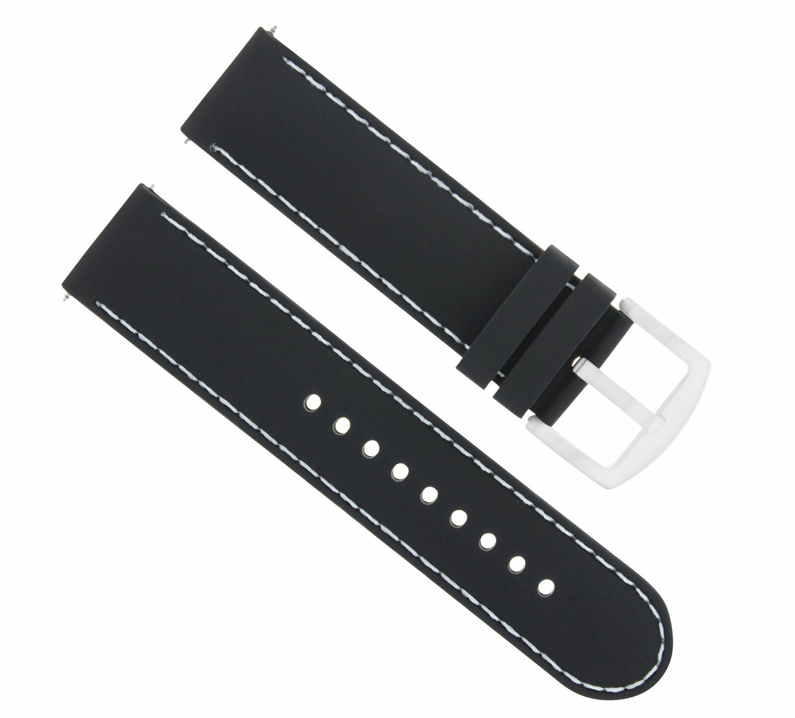 22MM RUBBER DIVER WATCH BAND STRAP FOR LONGINES HYDRO L3840456 BLACK WHITE STIT