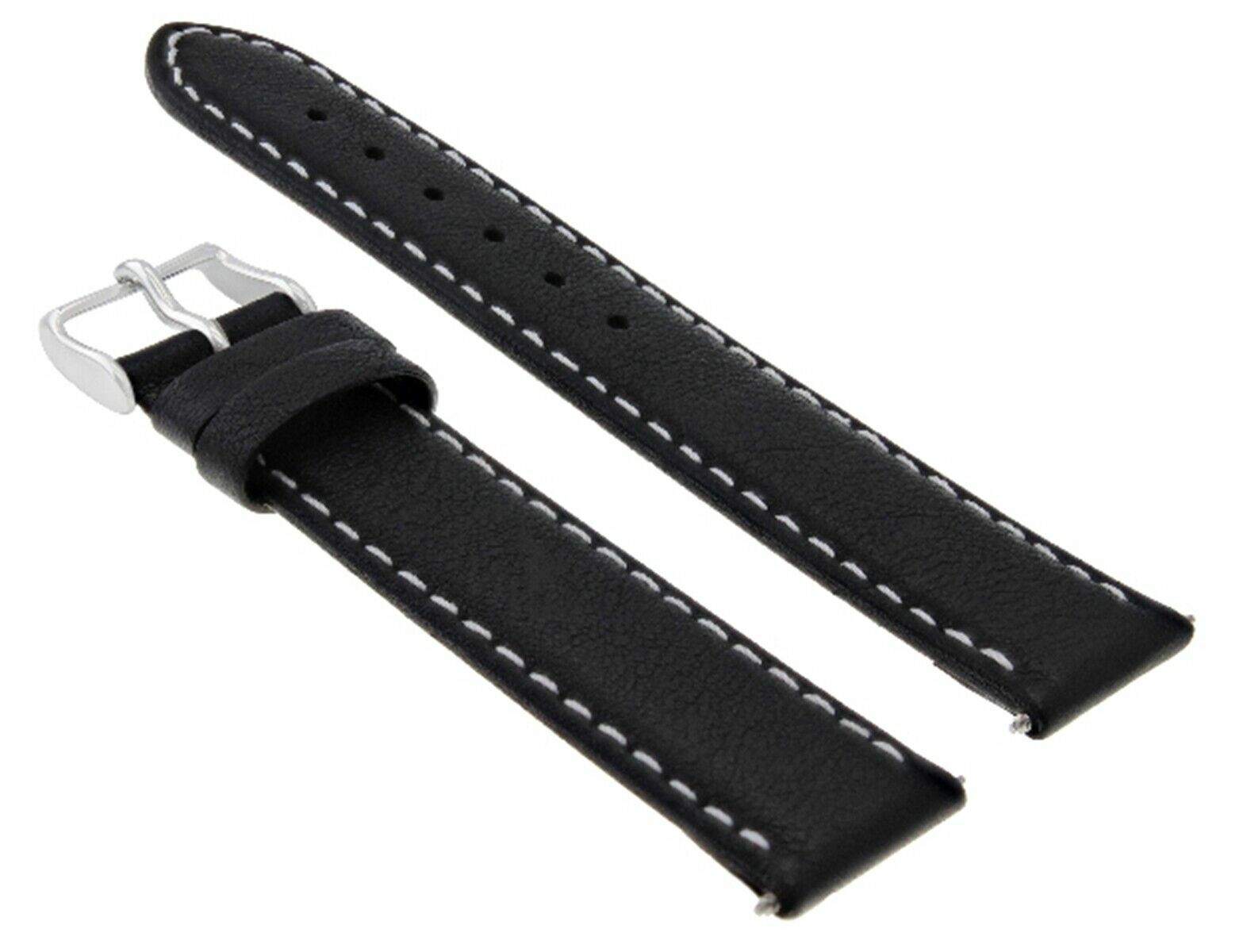 22MM GENUINE SMOOTH LEATHER WATCH BAND STRAP FOR IWC PILOT PORTUGUESE BLACK WS